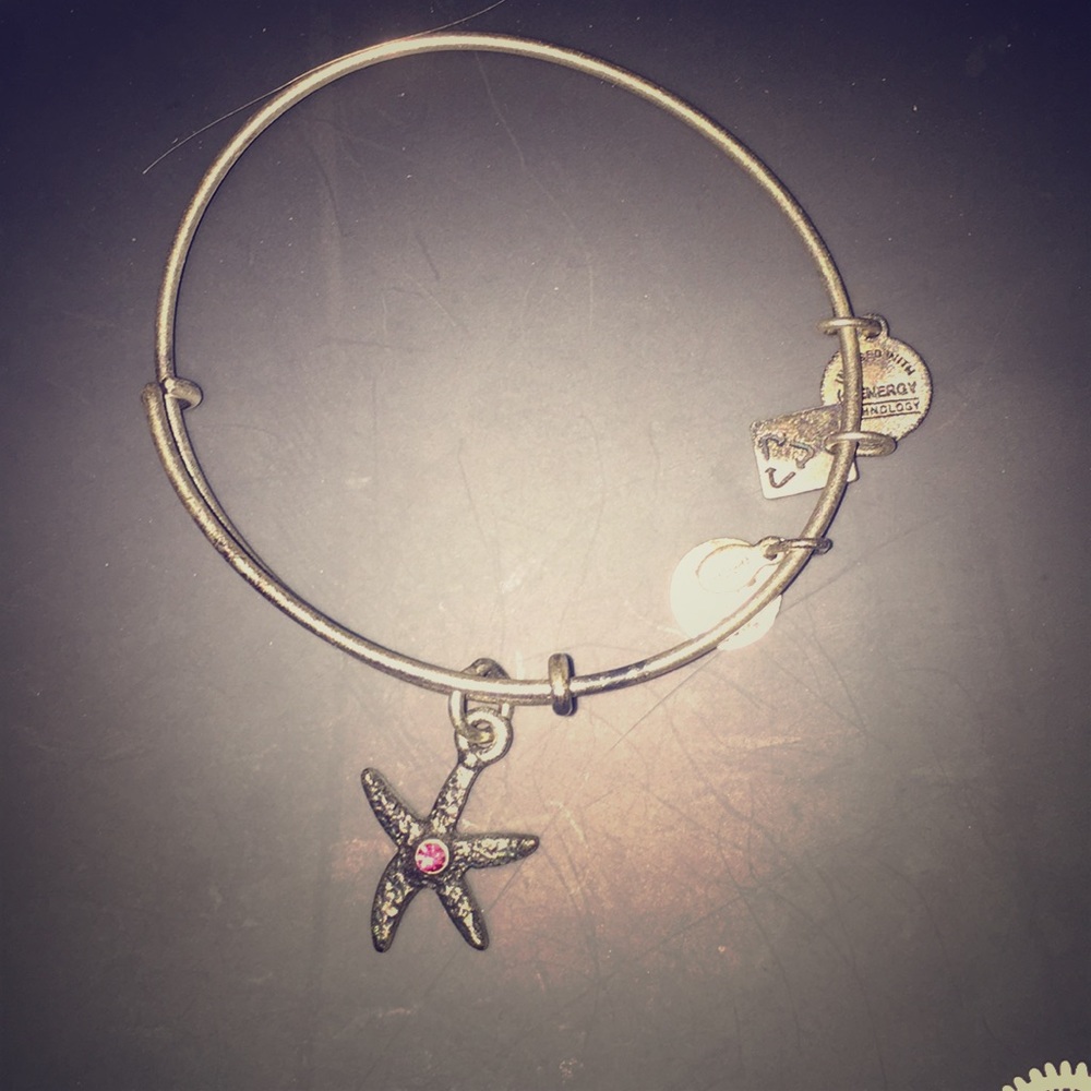 Silver starfish with pink crystal Alex and ani
